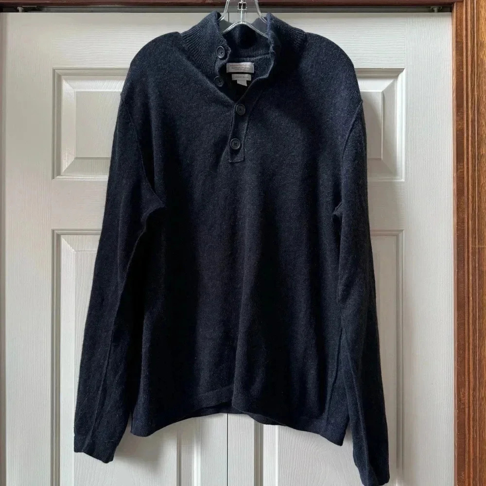 Banana Republic Luxury Blend Angora Cashmere Cotton Button Up Pullover size L
